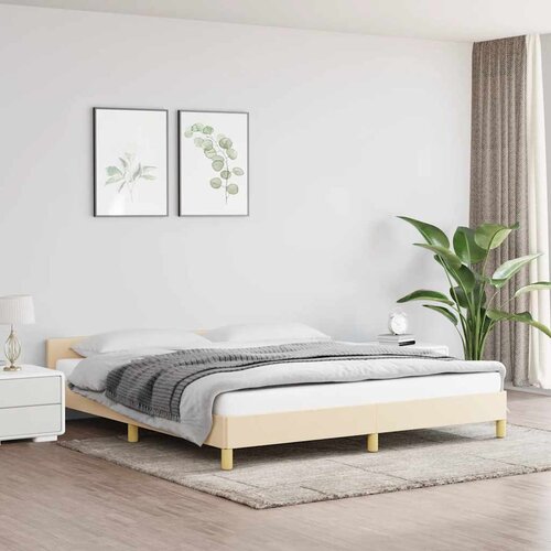  Okvir za krevet bez madraca krem 180 x 200 cm od tkanine Slike