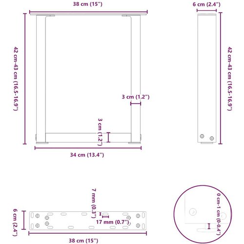  Noge za klub stolić U-oblik 2 kom Prirodni čelik 38 x (42-43) cm Čelik - Prirodna 38 x (42-43) cm 2 1 Slike