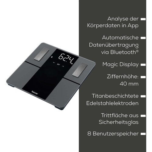 Beurer BF 500 analitička vaga Opseg mjerenja (kg)=180 kg crna s Bluetooth Cene
