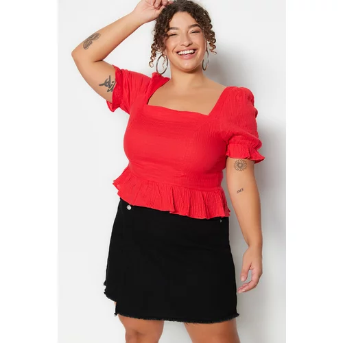 Trendyol Curve Plus Size Blouse - Red - Relaxed fit
