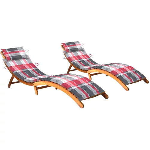  Ležaljke za sunčanje s jastucima 2 kom masivno bagremovo drvo