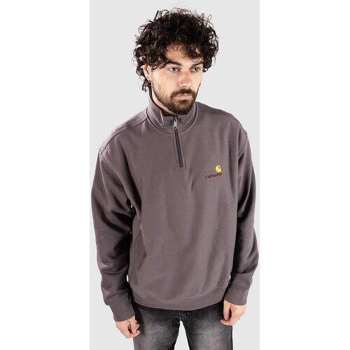 Carhartt WIP Dukserica Half Zip American Script boja: siva, s aplikacijom, I027014.33CXX Cijene