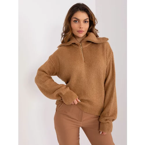 Fashion Hunters Camel knitted turtleneck sweater
