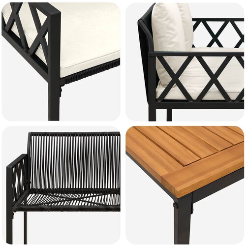  Set vanjskog namje&amp;scaron;taja 4 pcs Crna i krem-bijela poliratan Slike