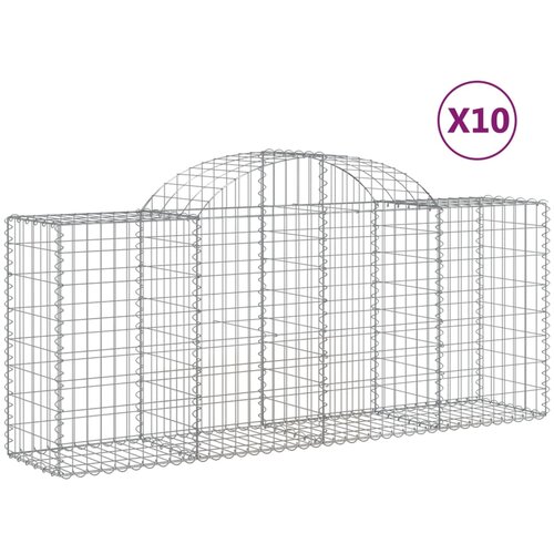 vidaXL Obokane gabion košare 10 kosov 200x50x80/100 cm cinkano železo, (20757719) Cene