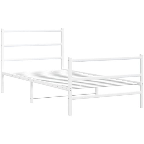 vidaXL Kovinski posteljni okvir z vzglavjem in vznožjem&nbsp;bel 100x200 cm, (21007299) Cene