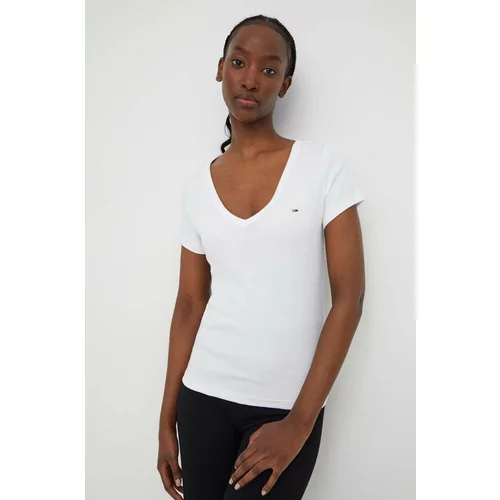 Tommy Jeans Kratka majica ženski, bela barva