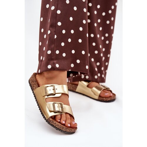 EVENTO Women&amp;#039;s sandals on cork platform with buckles golden Vesina Slike