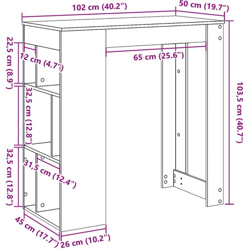  Barski stol s stalcima boja hrasta 102 x 50 x 103,5 cm drveni Slike