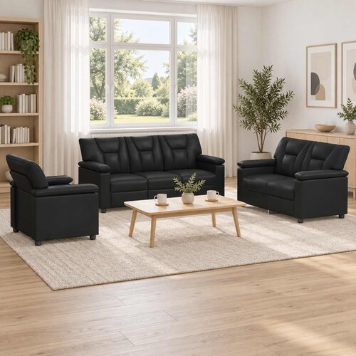  Set sofe 3 pcs Crna Umjetna koža Cijene