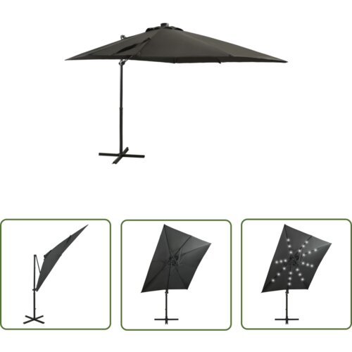  The Living Store Vrtni senčnik z LED lučkami antraciten 250 cm - Previsni Senčnik, (21742692) Cene