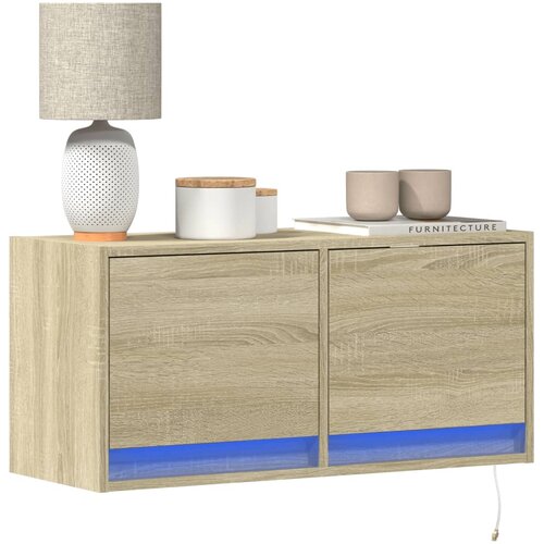 vidaXL Stenska TV omarica z LED lučkami sonoma hrast 80x31x38 cm Cene