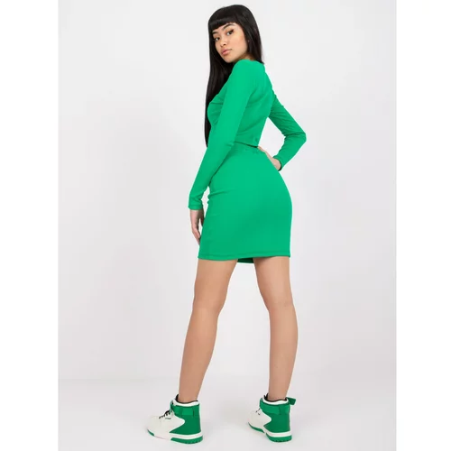 Fashion Hunters Dark green striped set with Lolland RUE PARIS skirt