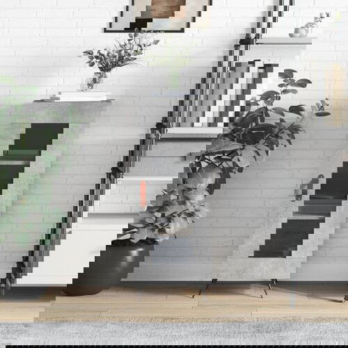 VidaXL Komoda betonsko siva 34,5x34x90 cm inženirski les Slike