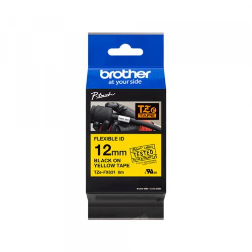  TZe-FX631 crna na žuto 12mm Flexible ID Slike