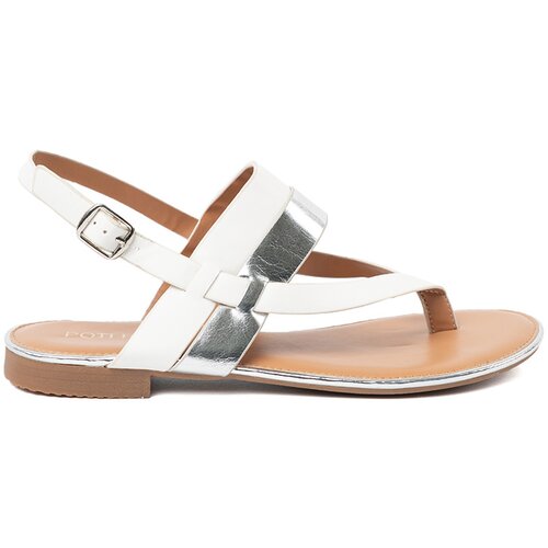 Shelvt White and silver sandals with a wide strap Slike