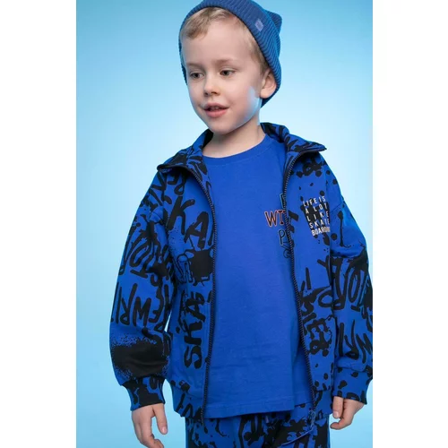 Coccodrillo Otroški bombažen pulover mornarsko modra barva