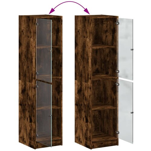 Visoka komoda sa staklenim vratima boja hrasta 35 x 37 x 142 cm Slike