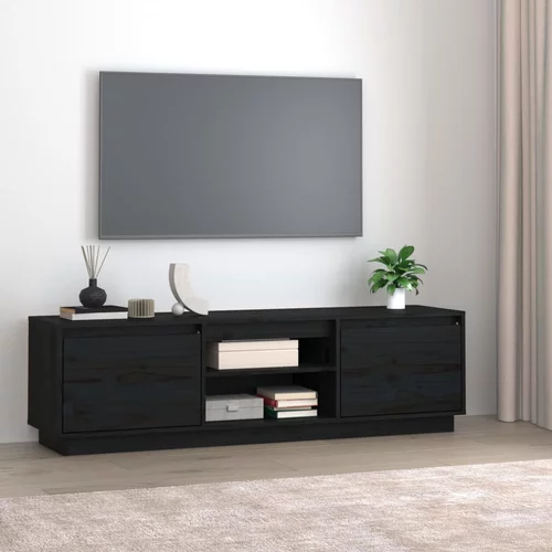 vidaXL TV omarica črna 140x35x40 cm trdna borovina