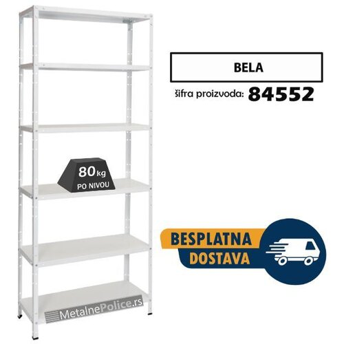 Medacom polica metal-metal 180x75x30cm 6X80kg bela Cene