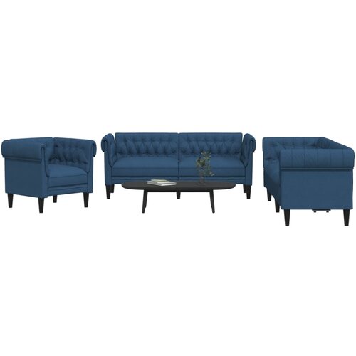  3-dijelni set sofa plavi od tkanine Cijene