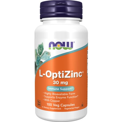 Now Foods L-OptiZinc, Cink z visoko absorpcijo NOW, 30 mg (100 kapsul) Cene