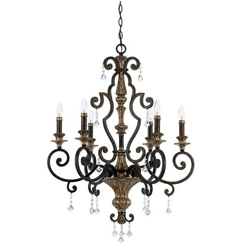 Elstead Lighting Quoizel QZ-MARQUETTE6-A - Luster na lancu MARQUETTE 6xE14/60W/230V bronzan Slike