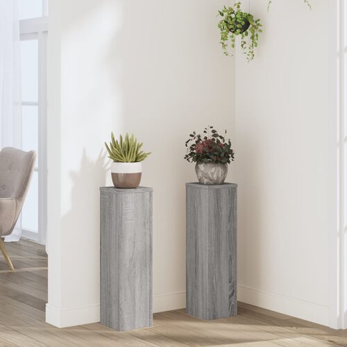 vidaXL Stojalo za rastline 2 kosa siva sonoma 17x17x60 cm inž. les Cene