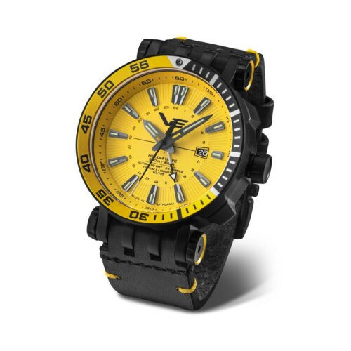 Vostok Europe muški energia automatik Žuti crni sportsko elegantni ručni sat sa crnim kožnim kaišem ( nh34a/575c719 ) Cene