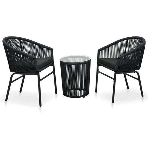 PVC 3-dijelni bistro set od ratana s jastucima crni Cene