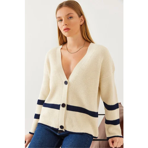 Bianco Lucci Women's Buttoned Thessaloniki Knitwear Cardigan