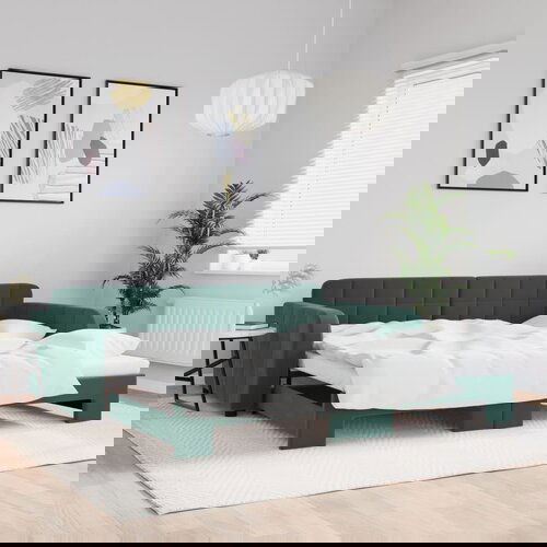 VidaXL Dnevni krevet na razvlačenje tamnozeleni 100x200 cm bar&amp;scaron;unasti Slike