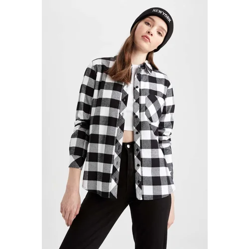 Defacto Regular Fit Checked Flannel Long Sleeve 100% Cotton Shirt