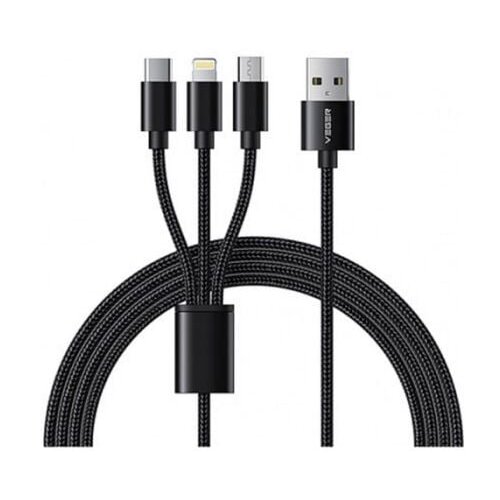 Veger V303 braided cable 3-in-1 USB-A to USB-C /Lightning /MicroUSB, 1.5 m, black Cijene