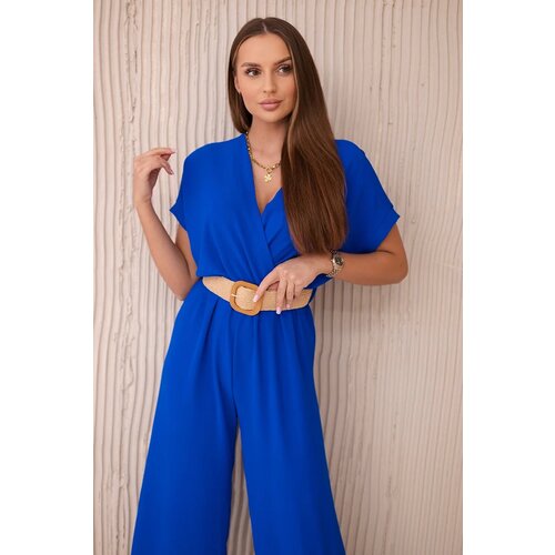 Kesi Włoski Overalls with a decorative belt at the waist cornflower blue Slike