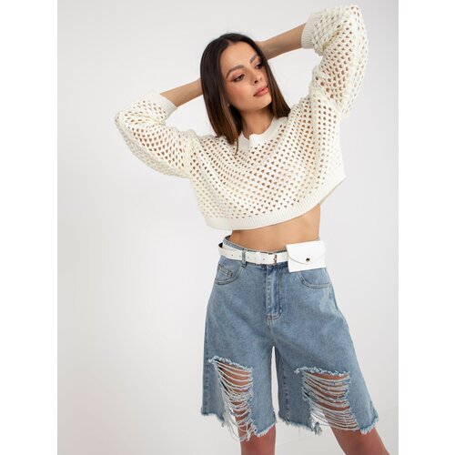 Fashion Hunters Blue long denim shorts with holes Slike