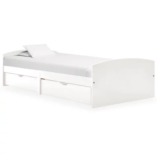  za krevet s 2 ladice bijeli 90 x 200 cm masivna borovina
