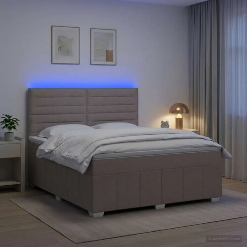  LED okvir za krevet s madracem Sivosmeđa 180 x 200 cm Tkanina - Sivosmeđa 180 x 200 cm Dizajn linija Slike