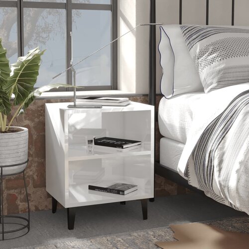 vidaXL Noćni ormarići s metalnim nogama 2 kom sjajni bijeli 40x30x50 cm Cijene