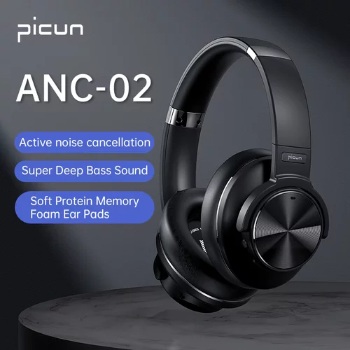Picun Slušalice ANC-02BE, mikrofon, Bluetooth, crne