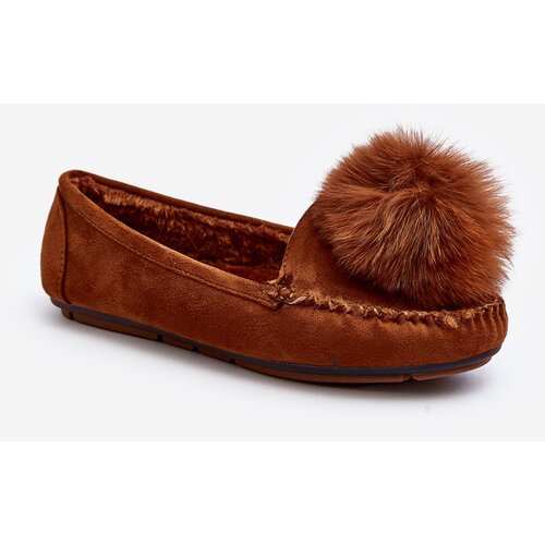 Kesi Women's loafers with Camel Novas fur Slike