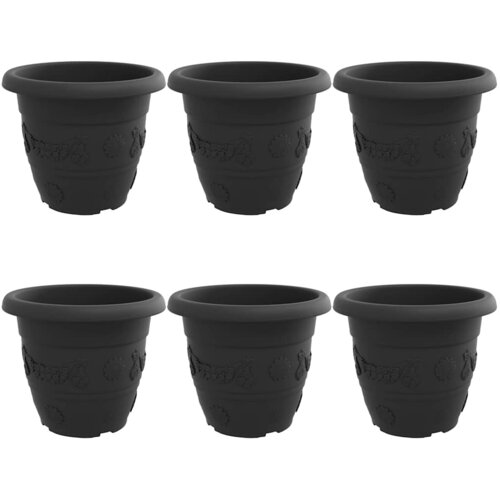  Okrugla saksija za cveće 6 pcs Crna &amp;Oslash; 34 x 28 cm Plastika Slike