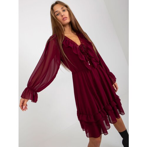 Och Bella Dress-TW-SK-BI-0761.92-burgundy Cene