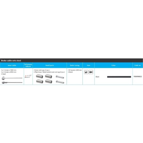  Sajla I Bužir Kočnice Cestni Shimano Mtb Msystem, Bužir Kočnice 2200Mm Crn, Sajla Kočnice 1000Mm/2050Mm Steel, Kapica Bužira X 2, Inner End Cap X 2 Cijene