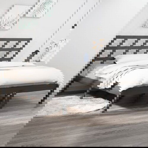 Furnova Posteljni okvir siv iz trdnega lesa 150x200 cm, (21940094) Cene