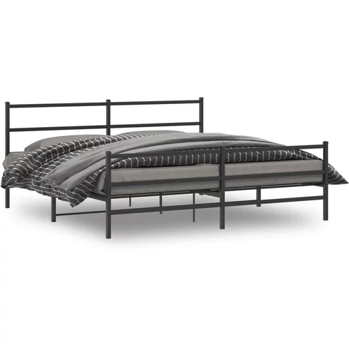 vidaXL Kovinski posteljni okvir z vzglavjem in vznožjem črn 183x213 cm