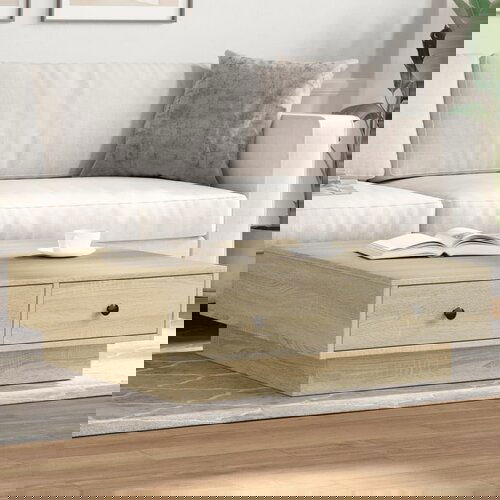 VidaXL Stolić za kavu boja hrasta sonome 90 x 90 x 28 cm od iverice Slike