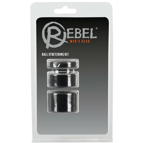 Rebel Ball - komplet za penis, obroček in raztezanje - (črn)