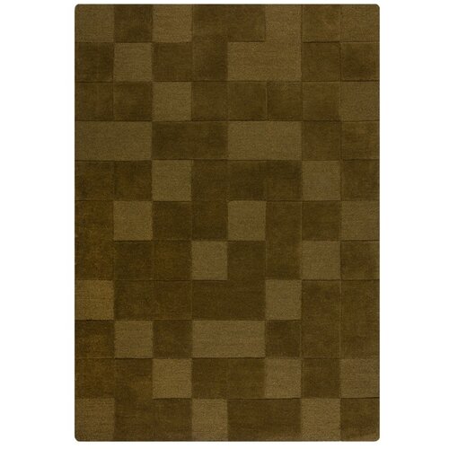 Flair Rugs Kaki zelena ročno tkana volnena preproga 120x170 cm Checkerboard – Cene