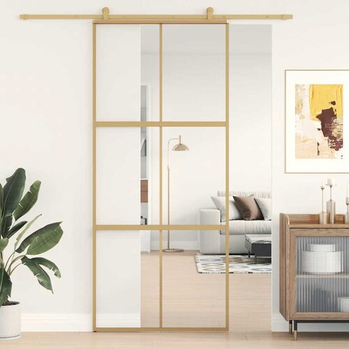  Klizna vrata zlatna 90 x 205 cm prozirno staklo ESG i aluminij Cene